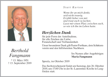 Anzeige von Berthold Fangmann von OM-Medien