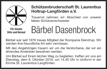 Anzeige von Bärbel Dasenbrock von OM-Medien