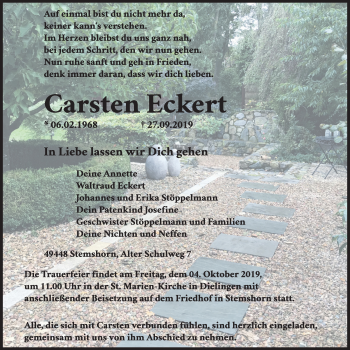 Anzeige von Carsten Eckert von OM-Medien