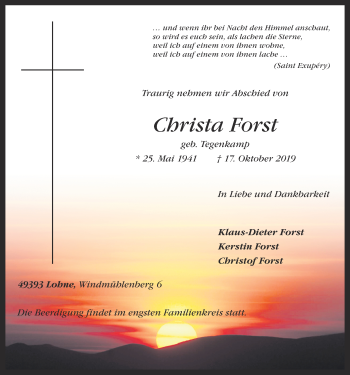 Anzeige von Christa Forst von OM-Medien