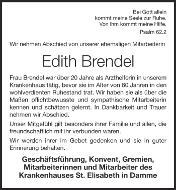 Anzeige von Edith Brendel von OM-Medien