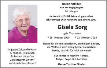 Anzeige von Gisela Sorg von OM-Medien