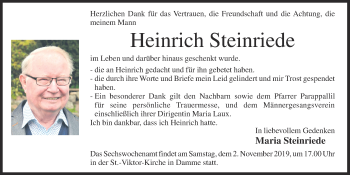 Anzeige von Heinrich Steinriede von OM-Medien