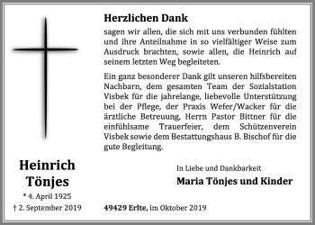 Anzeige von Heinrich Tönjes von OM-Medien