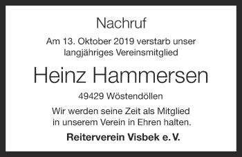 Anzeige von Heinz Hammersen von OM-Medien