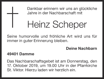 Anzeige von Heinz Scheper von OM-Medien
