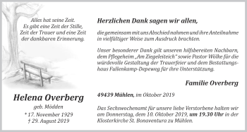 Anzeige von Helena Overberg von OM-Medien