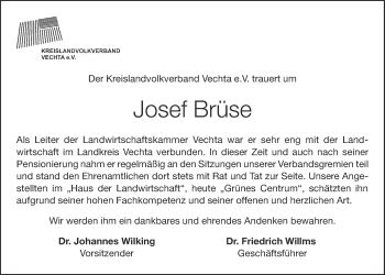 Anzeige von Josef Brüse von OM-Medien
