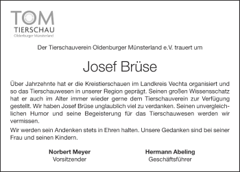 Anzeige von Josef Brüse von OM-Medien
