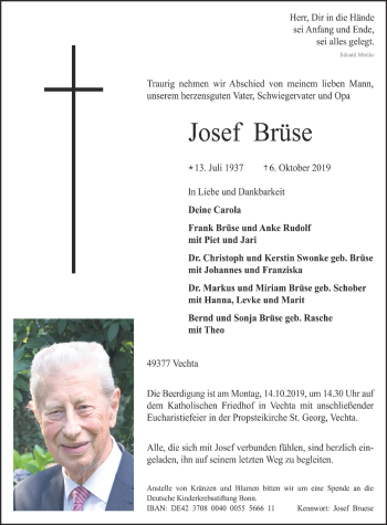 Anzeige von Josef Brüse von OM-Medien