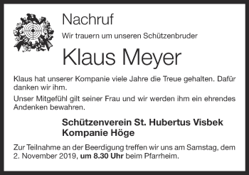 Anzeige von Klaus Meyer von OM-Medien