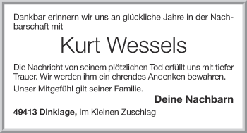 Anzeige von Kurt Wessels von OM-Medien