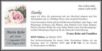 Anzeige von Maria Rohe von OM-Medien