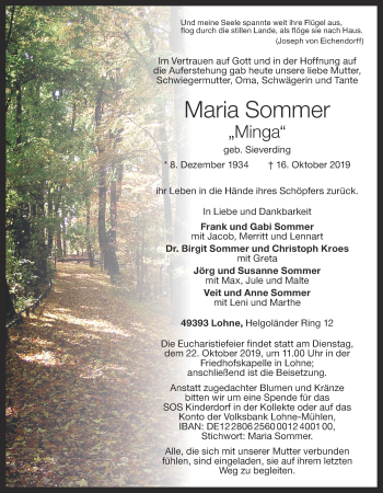 Anzeige von Maria Sommer von OM-Medien