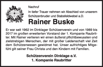 Anzeige von Rainer Buske von OM-Medien