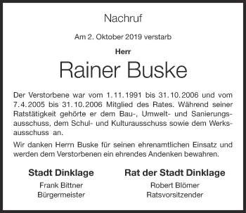 Anzeige von Rainer Buske von OM-Medien