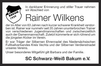 Anzeige von Rainer Wilkens von OM-Medien