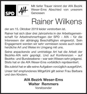Anzeige von Rainer Wilkens von OM-Medien