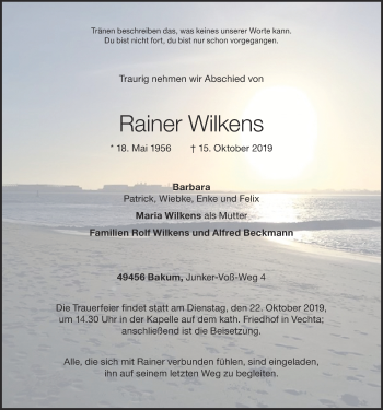 Anzeige von Rainer Wilkens von OM-Medien