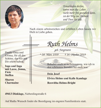 Anzeige von Ruth Helms von OM-Medien