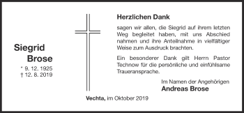 Anzeige von Siegrid Brose von OM-Medien