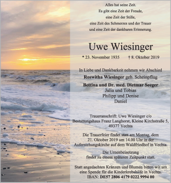 Anzeige von Uwe Wiesinger von OM-Medien
