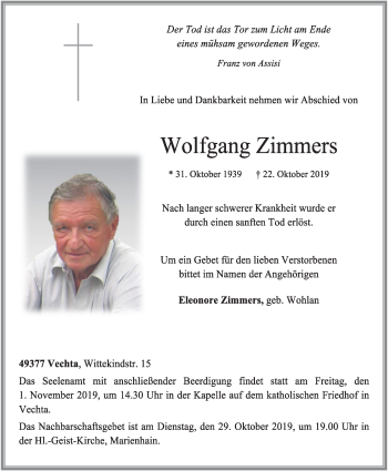 Anzeige von Wolfgang Zimmers von OM-Medien