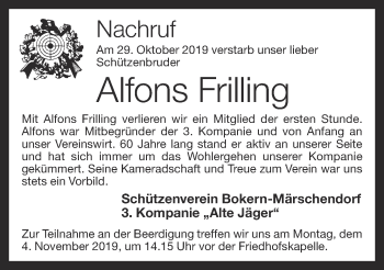 Anzeige von Alfons Frilling von OM-Medien