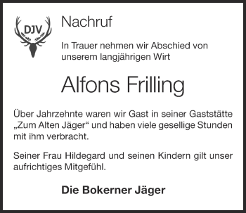 Anzeige von Alfons Frilling von OM-Medien