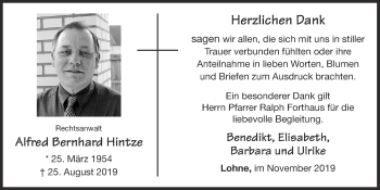 Anzeige von Alfred Bernhard Hintze von OM-Medien