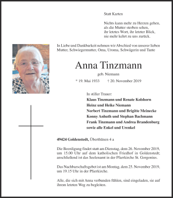 Anzeige von Anna Tinzmann von OM-Medien