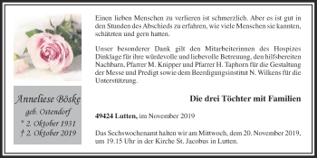 Anzeige von Anneliese Böske von OM-Medien