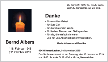 Anzeige von Bernd  Albers von OM-Medien