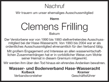 Anzeige von Clemens Frilling von OM-Medien