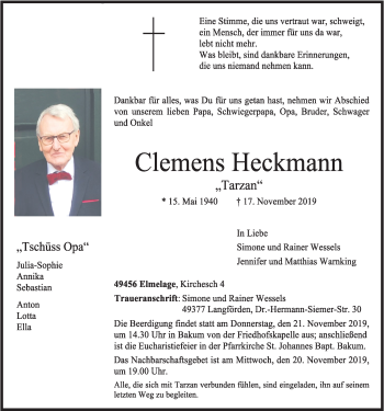 Anzeige von Clemens Heckmann von OM-Medien