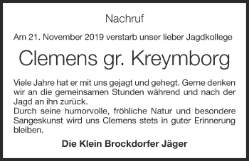 Anzeige von Clemens gr. Kreymborg von OM-Medien