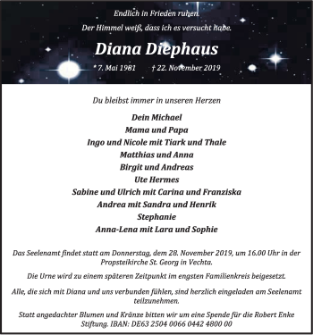 Anzeige von Diana Diephaus von OM-Medien