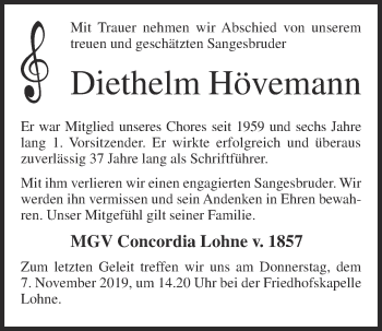 Anzeige von Diethelm Hövemann von OM-Medien