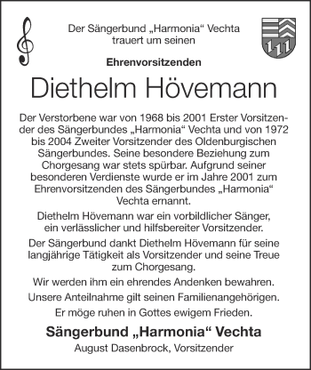 Anzeige von Diethelm Hövemann von OM-Medien