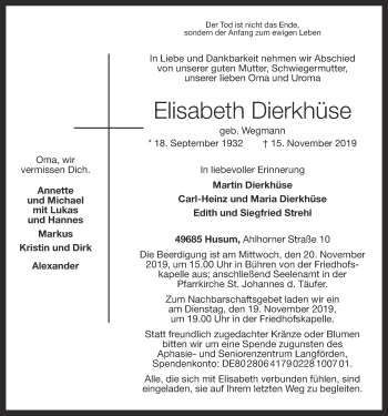 Anzeige von Elisabeth Dierkhüse von OM-Medien
