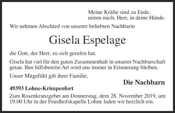 Anzeige von Gisela Espelage von OM-Medien