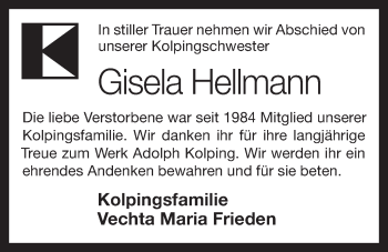 Anzeige von Gisela Hellmann von OM-Medien