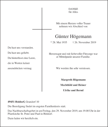 Anzeige von Günter Högemann von OM-Medien