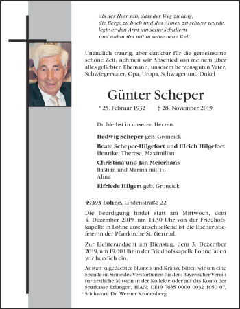 Anzeige von Günter Scheper von OM-Medien