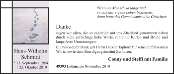 Anzeige von Hans-Wilhelm Schmidt von OM-Medien