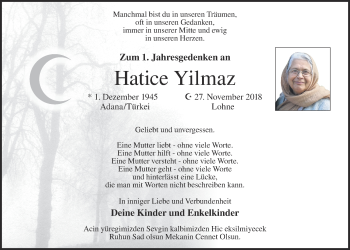 Anzeige von Hatice Yilmaz von OM-Medien