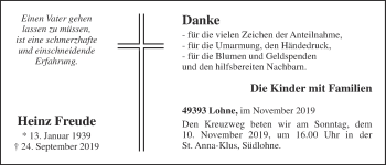 Anzeige von Heinz Freude von OM-Medien