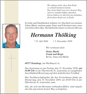 Anzeige von Hermann Thölking von OM-Medien