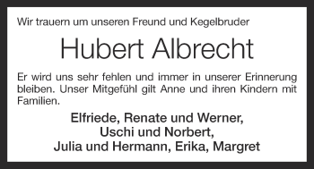 Anzeige von Hubert Albrecht von OM-Medien