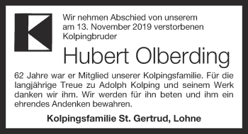 Anzeige von Hubert Olberding von OM-Medien